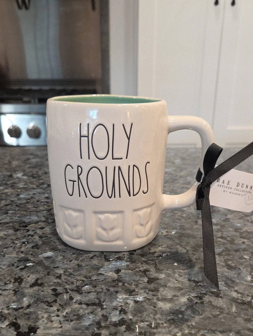 Rae Dunn White Mug with Green Interior - 